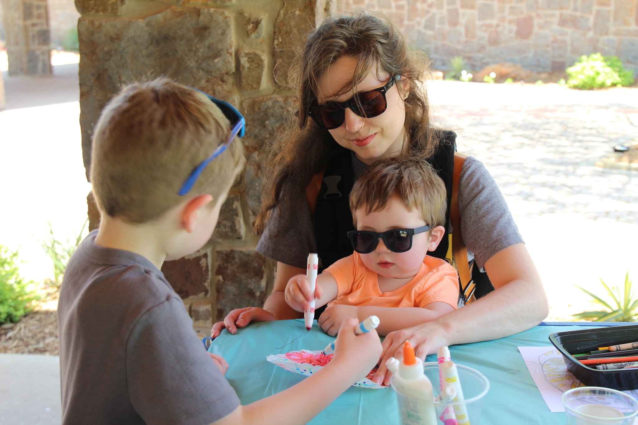 Photo of family drawing together