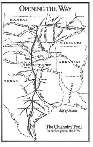 Chisholm Trail map postcard