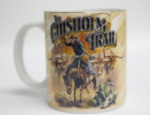 Gold Rimmed Chisholm Trail mug