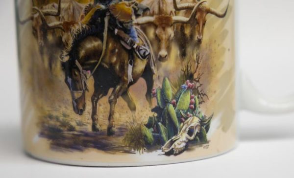 Gold Rimmed Chisholm Trail mug
