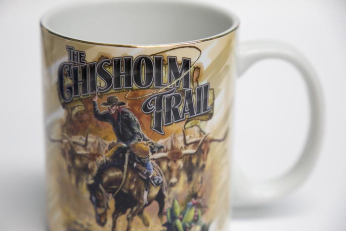 Gold Rimmed Chisholm Trail mug